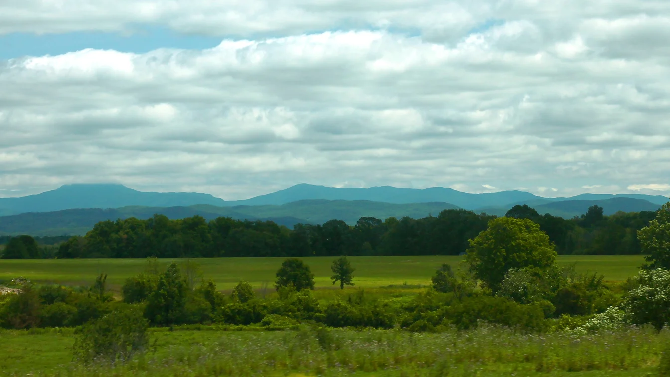 Green Mountain countryside beside US Route 7 in Vermont