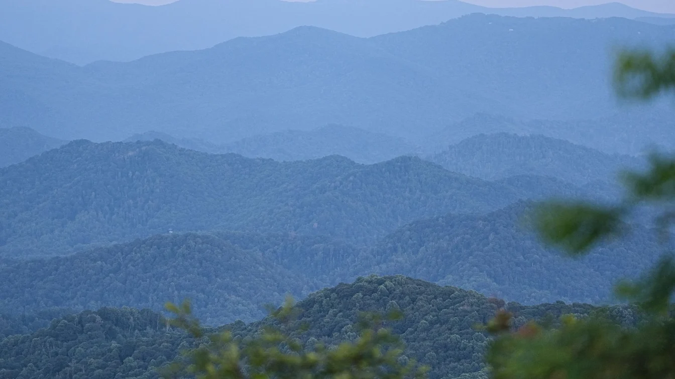 Forested Blue Ridge mountain ridges near Grandfather in North Carolina