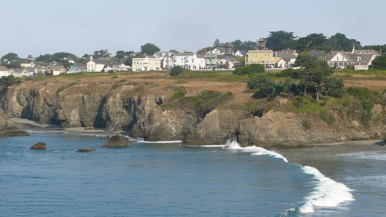 Mendocino village above the Northern California coast